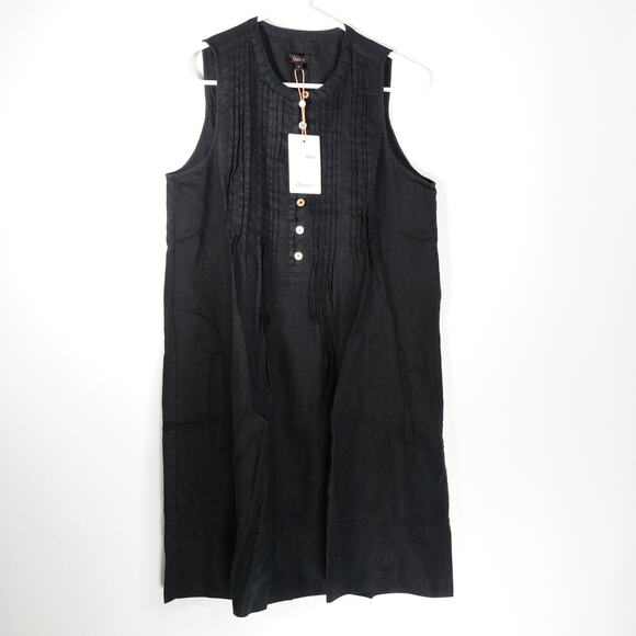 New Quince Womens European Linen Sleeveless Swing Dress Black Small 405181 - Picture 1 of 9
